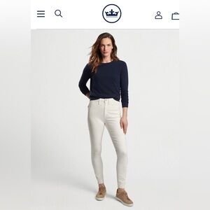 New Women’s Peter Millar Stretch Sateen High Rise Pant, White, 0, Crown Sport